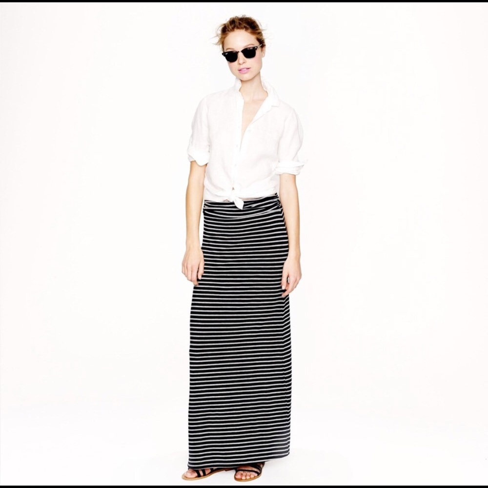 J. Crew Navy/Gray Striped Maxi Skirt